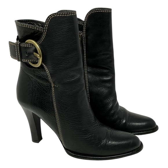 Coach Nancie Black Leather Booties Size 6 - Picture 1 of 16